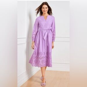TALBOTS  PLACED EYELET FIT & FLARE SHIRTDRESS